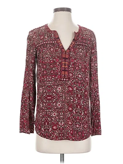 Pre-owned One September Long Sleeve Blouse In Burgundy