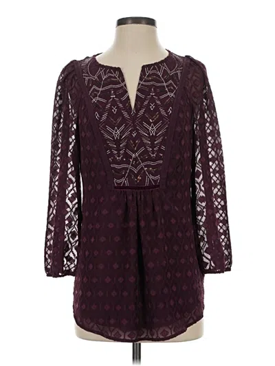 Pre-owned One September Long Sleeve Blouse In Burgundy