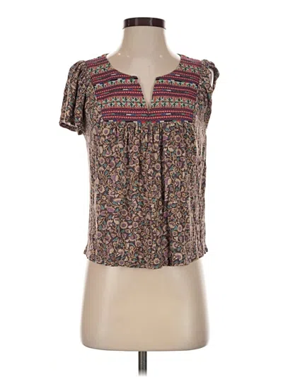 Pre-owned One September Short Sleeve Blouse In Brown