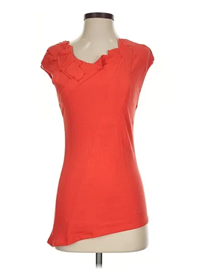 Pre-owned One September Short Sleeve Top Orange Ruffles Neckline Tops