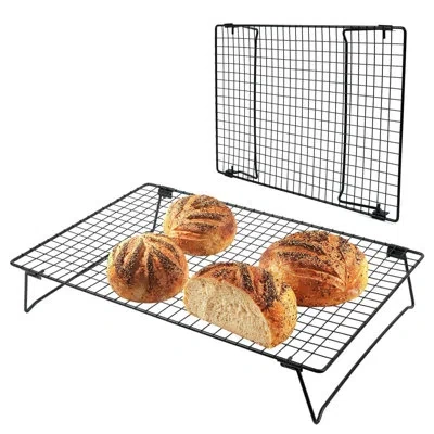 One Sourdough Cooling Rack, Heavy Duty Cooling Rack For Sourdough, 17×11×3 Inch Elevated Design, Black，g