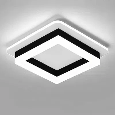 One Square Modern Led Ceiling Light Fixture, 24w Black Flush Mount Hallway Ceiling Light Small Close To 