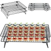 One Stackable Cooling Rack For Cooking And Baking, 2 Pack Wire Cooling Rack With Collapsible Legs For Co In Black