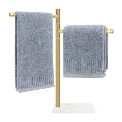 One Standing Hand Towel Holder, Hand Towel Stand With Marble Base, 304 Stainless Steel Towel Rack With 2 In Gold