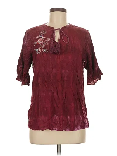 Pre-owned One Step Up 3/4 Sleeve Blouse In Burgundy