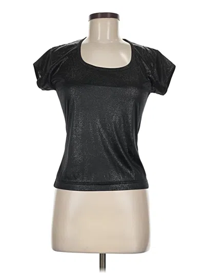 Pre-owned One Step Up Short Sleeve Top Black Metallic Pattern Scoop Neck Tops