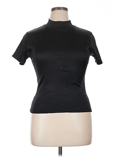 Pre-owned One Step Up Short Sleeve Top Black Mock Neckline Tops