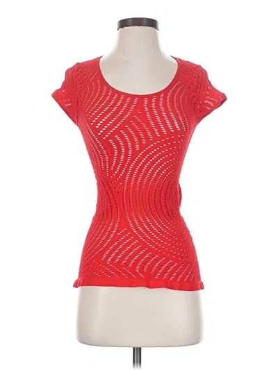 Pre-owned One Step Up Short Sleeve Top Red Scoop Neck Tops