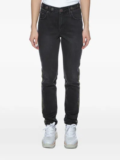 One Teaspoon Awe Side-stripe Jeans In Black
