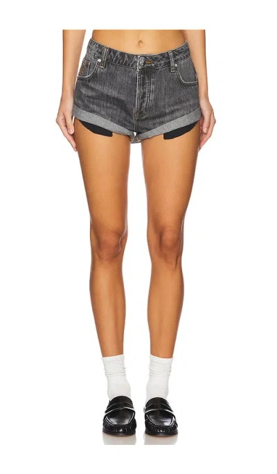 One Teaspoon Bandits Low Waist Denim Short In Charcoal