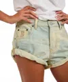 One Teaspoon Bandits Low Waist Denim Shorts In Aruba Blue-green In Blue