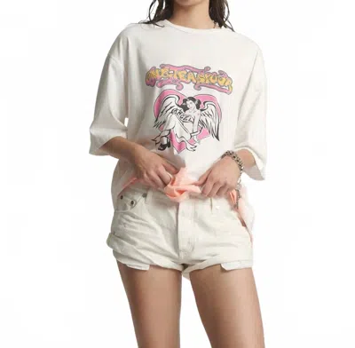One Teaspoon Bandits Low Waist Denim Shorts In Milk In White