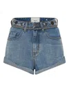One Teaspoon Bandits Marbled-denim Shorts In Blue