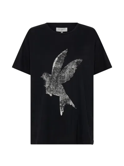 One Teaspoon Bowerbird Bird-print T-shirt In Black