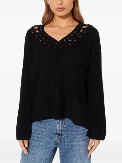 One Teaspoon Braided V-neck Sneakers In Black