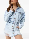 One Teaspoon Button Denim Mini Dress In Blue