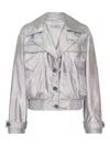 One Teaspoon Button Leather Jacket In Silver