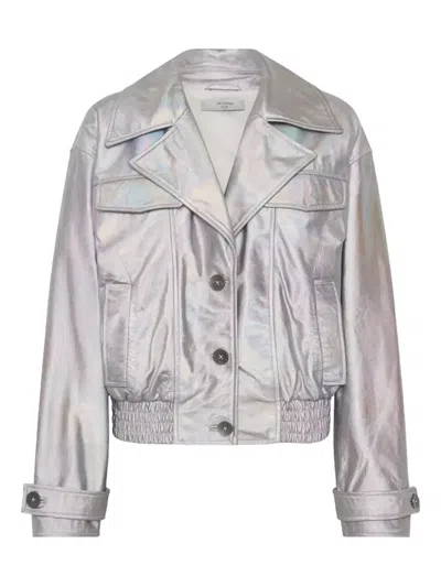 One Teaspoon Button Leather Jacket In Silver