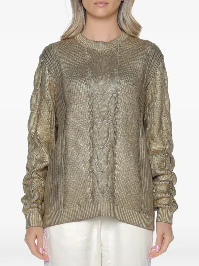 One Teaspoon Cable-knit Sweater In Gold
