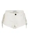 One Teaspoon Chaos Walking Fringed Leather Bandit Shorts In White In White