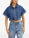 One Teaspoon Cropped Denim Shirt In Blue