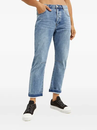 One Teaspoon Cuffed Five-pocket Jeans In Blue