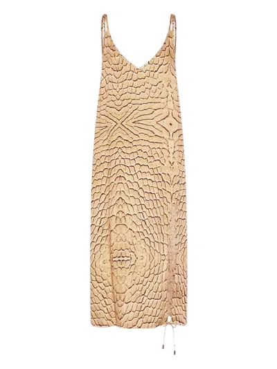 One Teaspoon Delusionsnake-print Midi Dress In Neutral