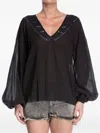 One Teaspoon Devils Ladder Cotton Blouse In Black