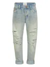 One Teaspoon Distressed Five-pocket Jeans In Blue