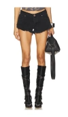 One Teaspoon Dukes Low Waist Mini Denim Short In Black
