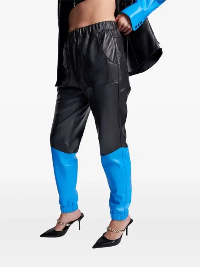 One Teaspoon Elasticated-cuffs Leather Trousers In Black