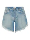 One Teaspoon Frankies Frayed Asymmetric Denim Shorts In Blue