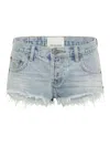 One Teaspoon Frayed Low-rise Shorts In Blue