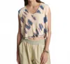 One Teaspoon Gloria Tie Dye Cropped V Front Rib Tank In Cream In Neutral