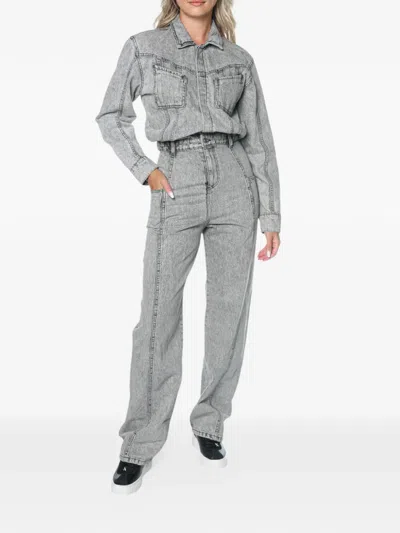 One Teaspoon Icon Long-sleeve Jumpsuit In Gray
