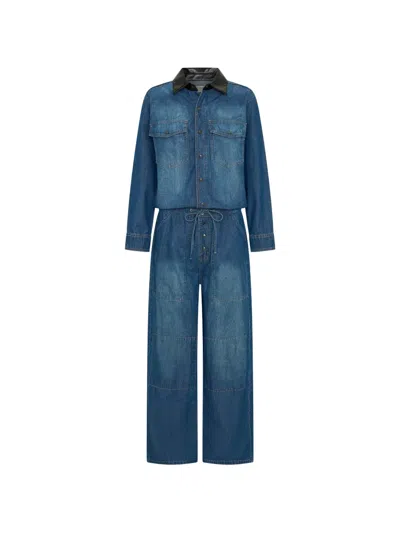 One Teaspoon Izzy Drawstring Jumpsuit In Blue