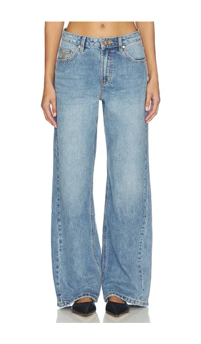 One Teaspoon Jackson Mid Waist Wide Leg Jeans In Blue