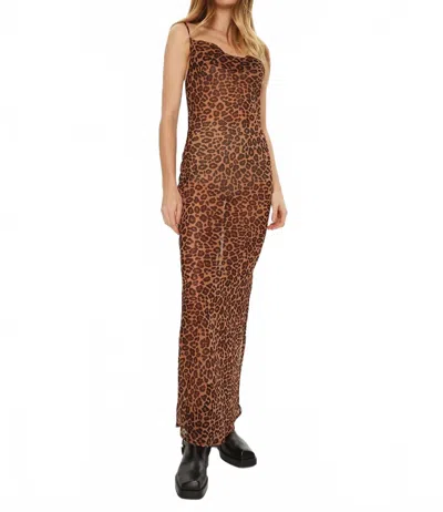 One Teaspoon Jagger Long Slip Dress In Animal In Brown