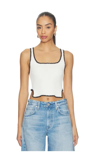 One Teaspoon Knitted Scallop Tank Top In White