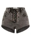 One Teaspoon Lace-up Shorts In Gray