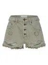 One Teaspoon Le Wolves Le Loop Buttoned Frayed Shorts In Green