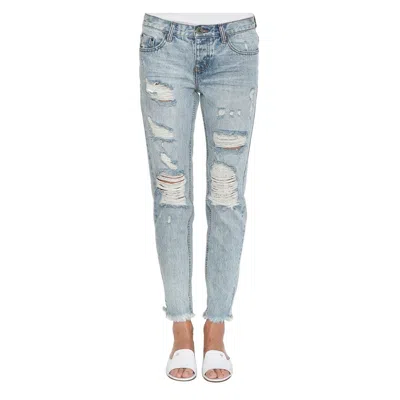 One Teaspoon Cotton Women High-waist Women's Jean In Light Blue