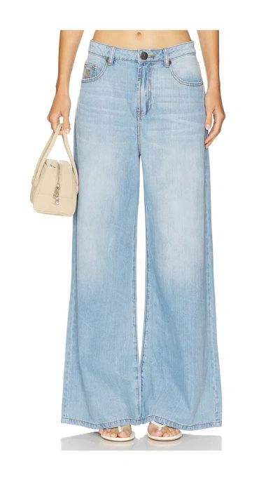 One Teaspoon Love Machines High Waist Super Wide Leg In Blue