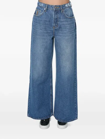One Teaspoon Love Machines Wide-leg Jeans In Blue