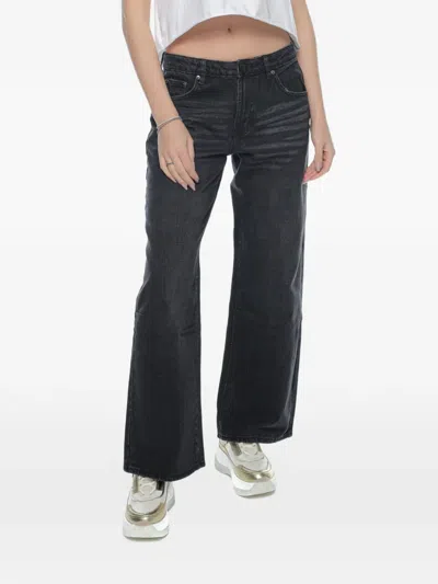 One Teaspoon Low Riders Wide-leg Jeans In Black