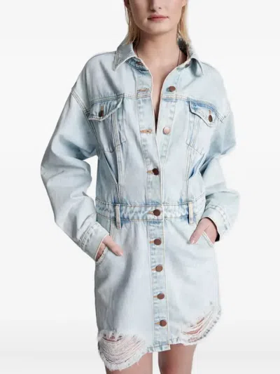 One Teaspoon Malibu Florence Distressed Mini Dress In Blue