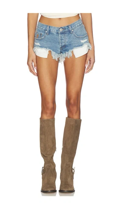 One Teaspoon Micro Dukes Low Waist Shorts In Blue