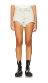 One Teaspoon Outlaws Mid Waist Denim Short In 화이트