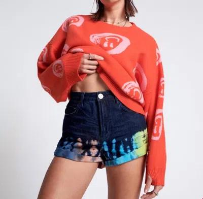 One Teaspoon Paint Dip High Waist Denim Shorts In Blue