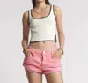 One Teaspoon Bandits Low Waist Denim Short In Pink Kiss In Pink